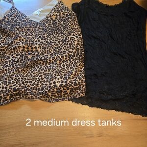 Leopard Print and Black Lace Tank Tops